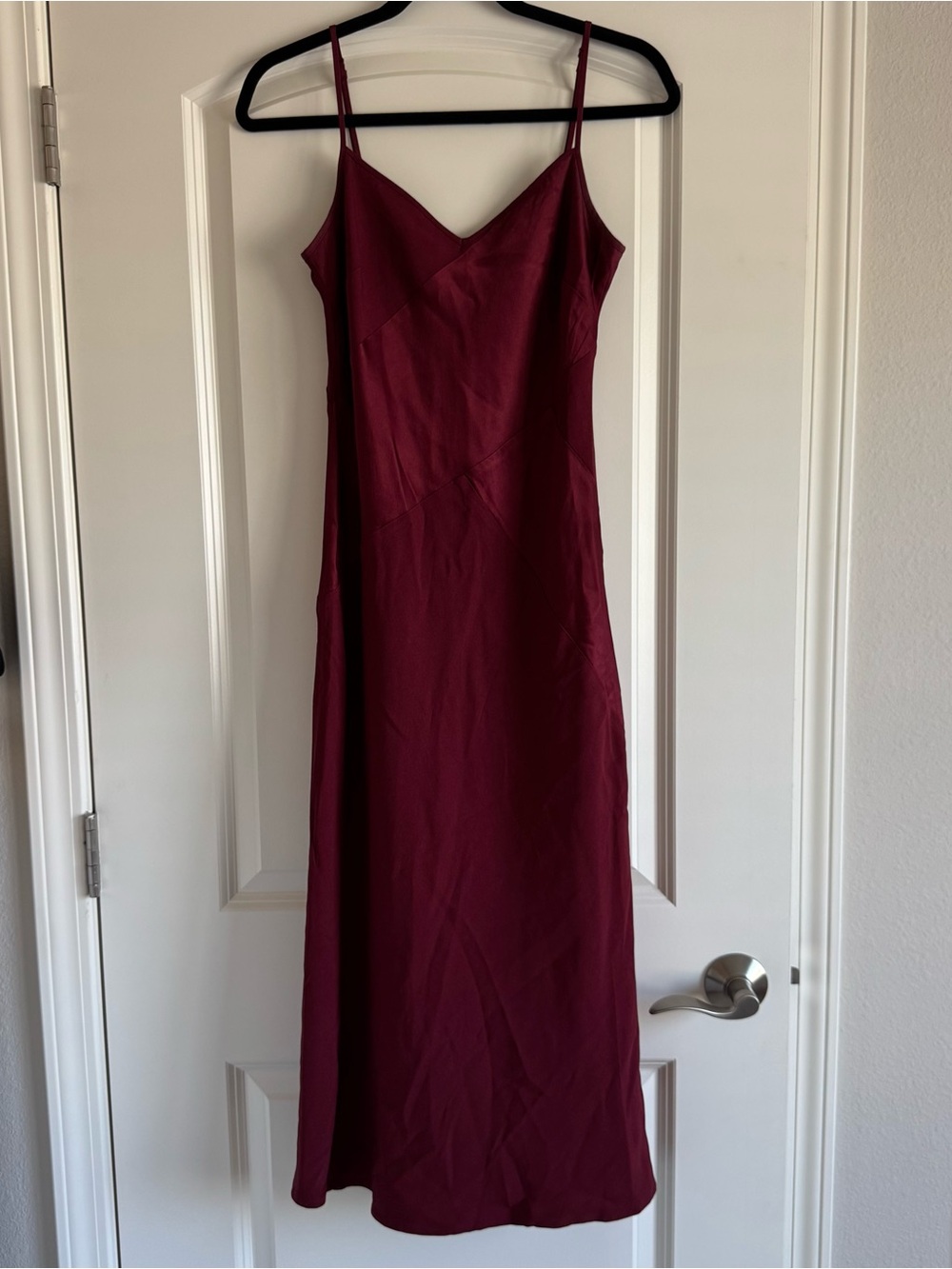 J. Crew Collection Burgundy Slip Midi Dress with Spaghetti Straps - Picture 2 of 4